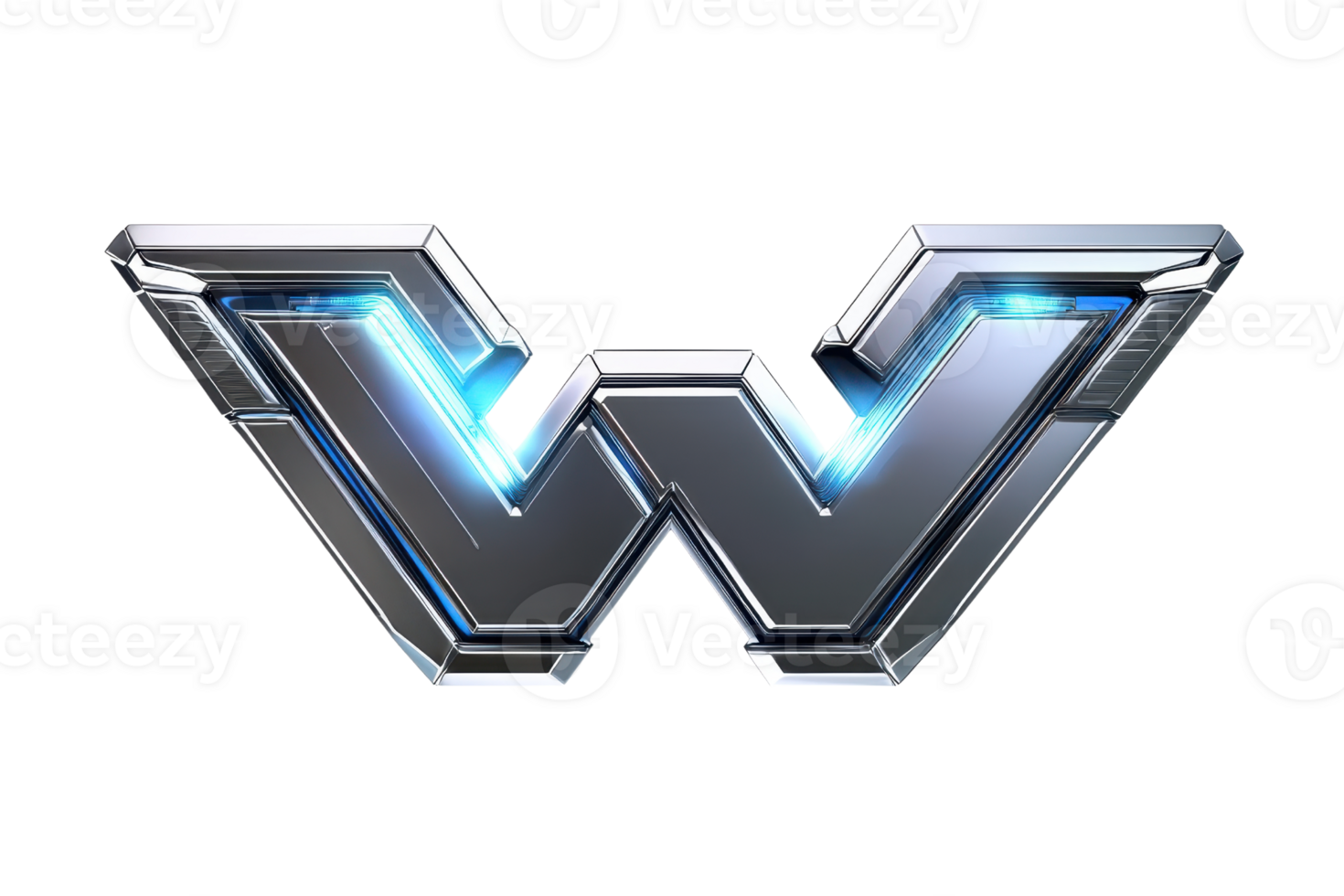 A sleek, metallic logo featuring a stylized letter W with glowing accents, embodying modern design and technology. png
