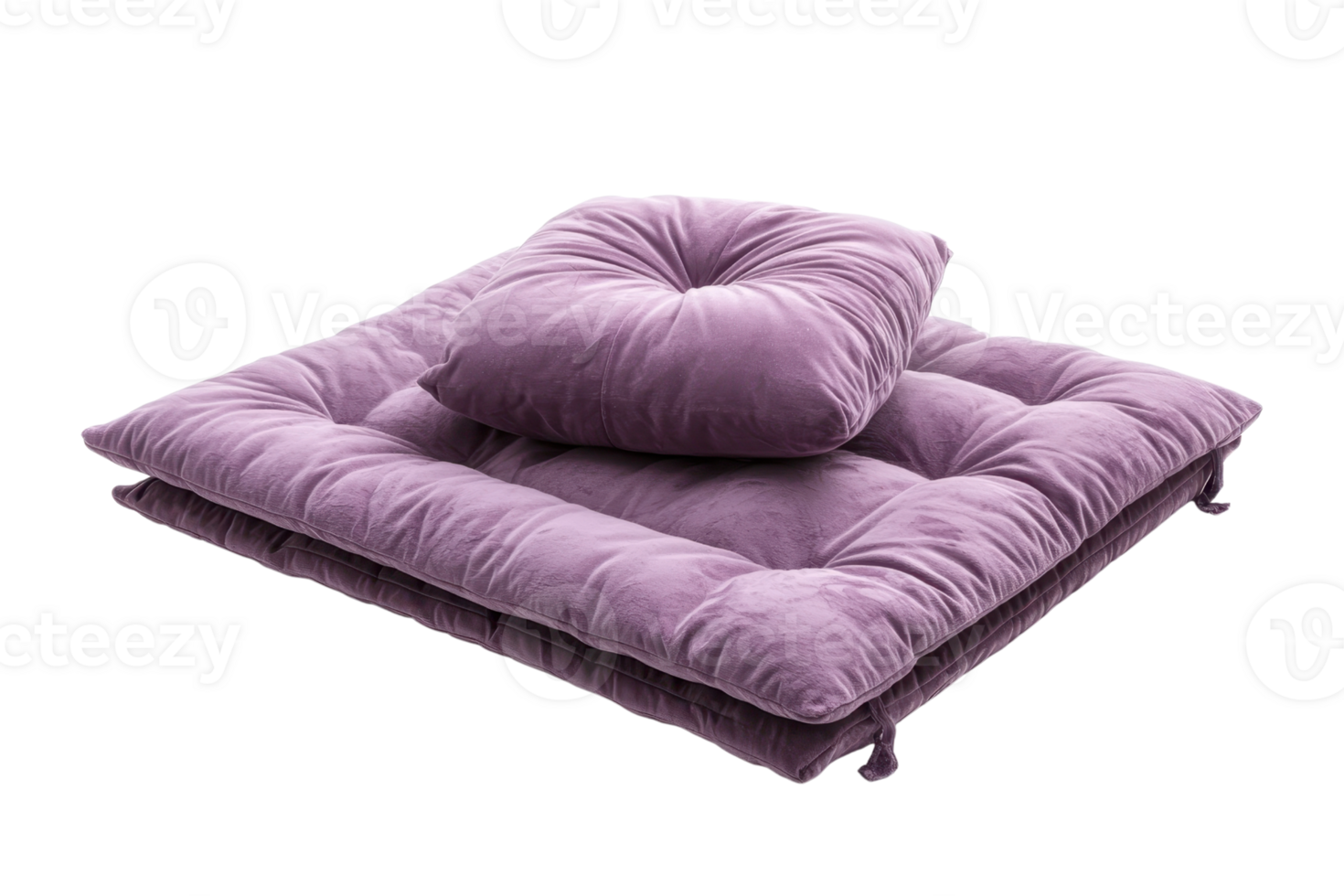A soft, plush purple cushion set, featuring a larger base cushion and a smaller, decorative pillow on top. png