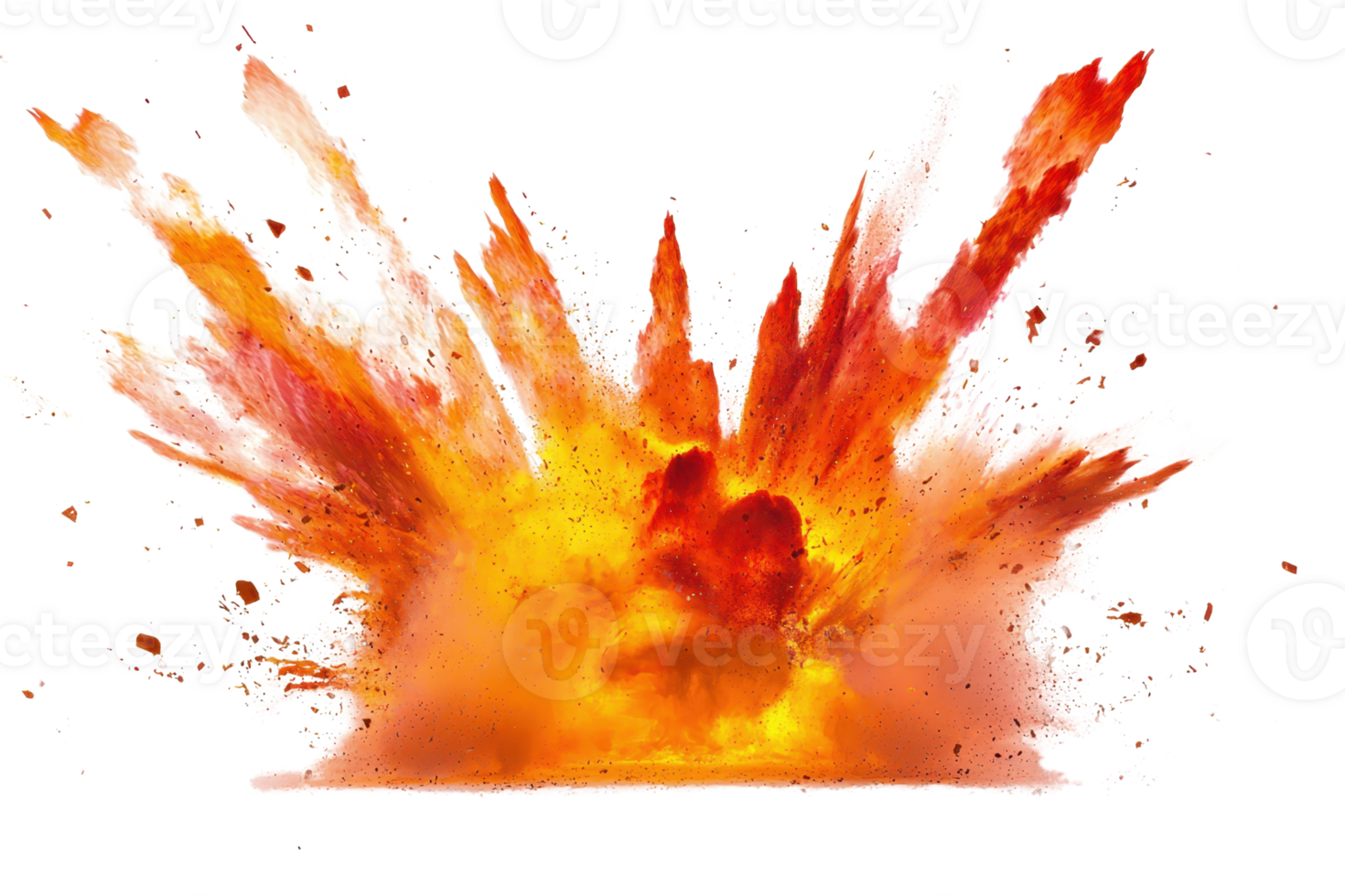 A vibrant explosion with fiery colors and dynamic bursts, showcasing intense energy and powerful force. png