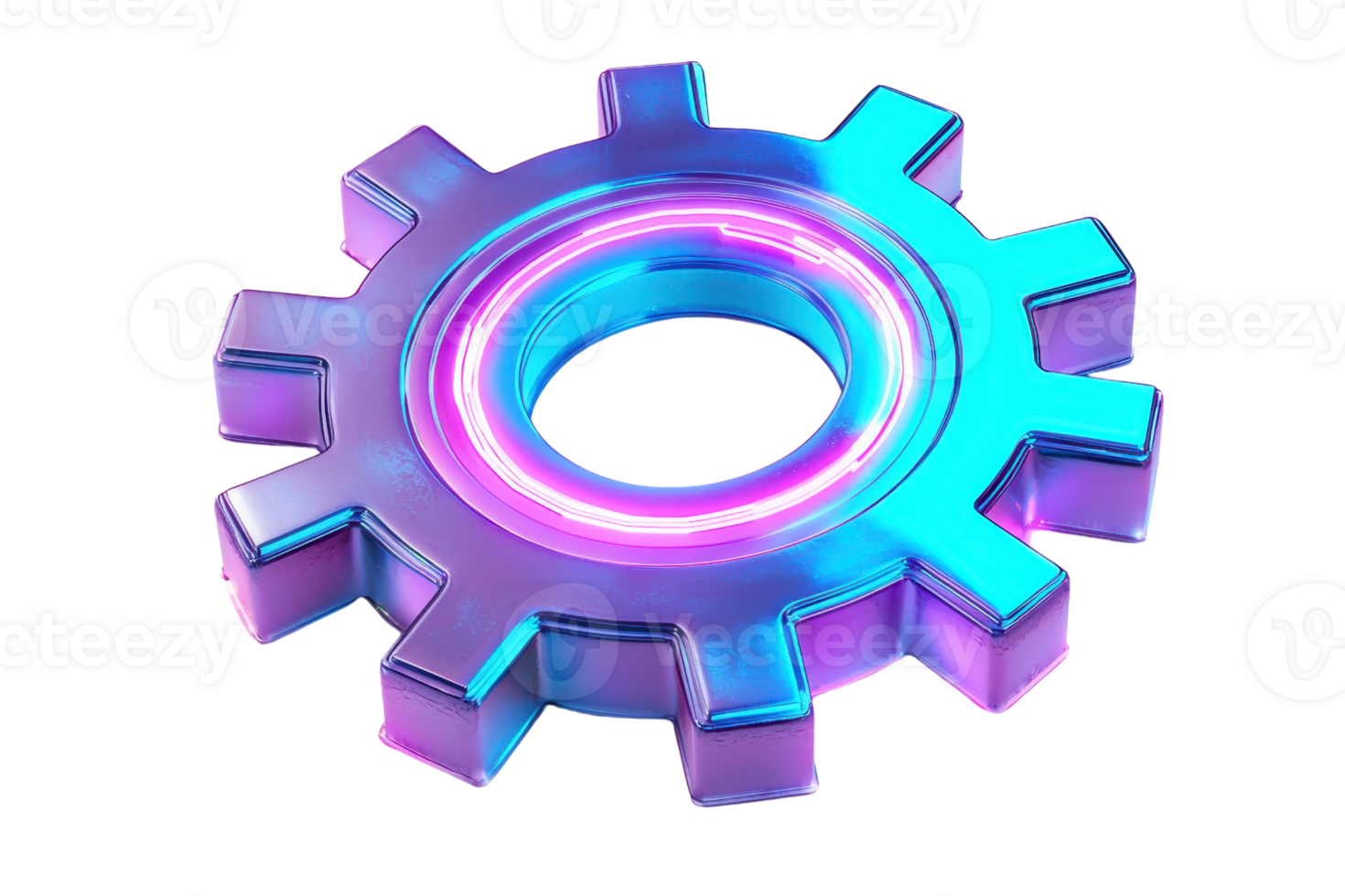 A colorful gear-shaped object featuring glowing accents and a circular hole in the center, designed with a modern aesthetic. png