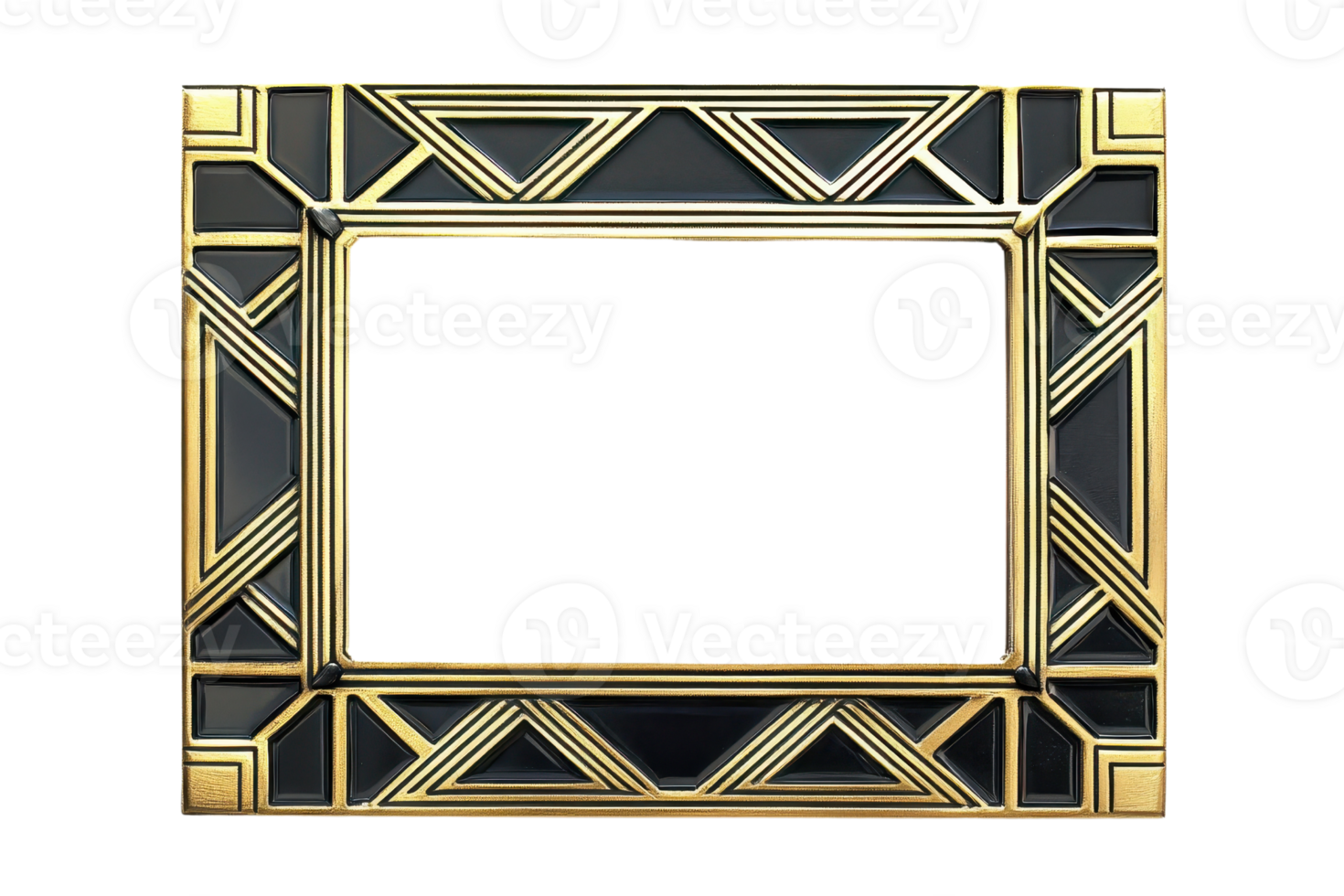 A decorative rectangular photo frame with geometric patterns and a metallic finish. png