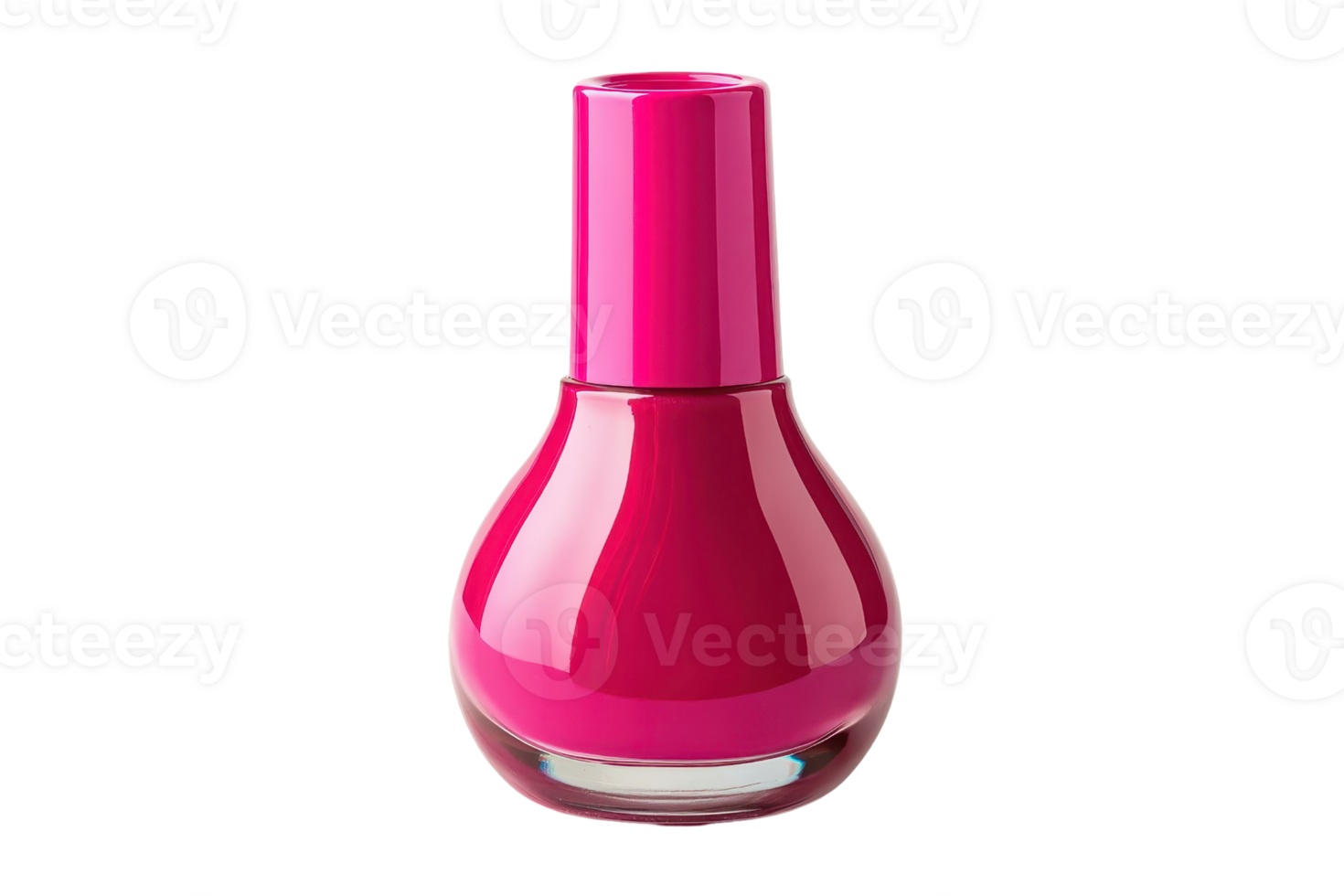 A vibrant pink nail polish bottle with a sleek design, showcasing a glossy finish. png
