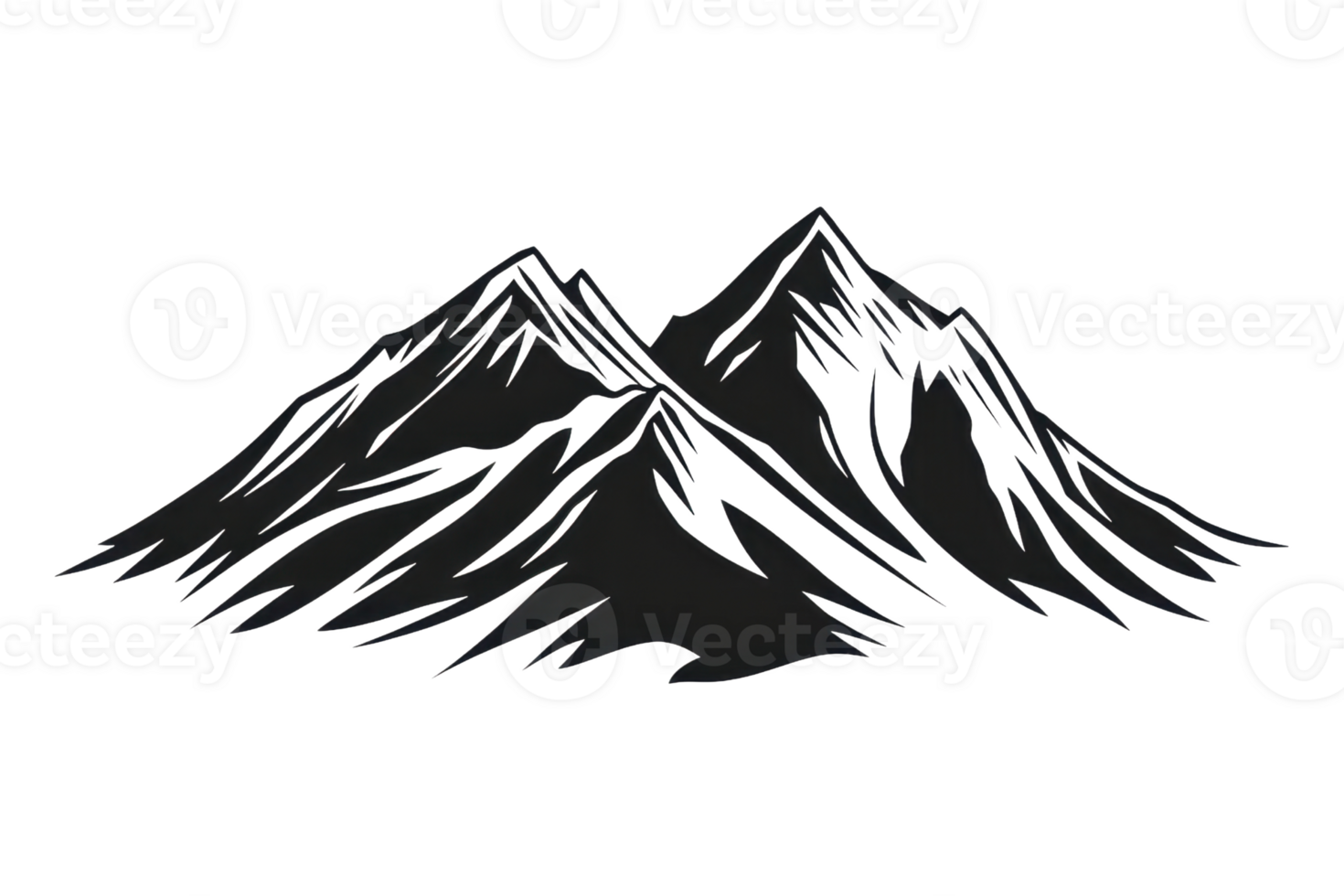 A silhouette of rugged mountain peaks, conveying a sense of majesty and wilderness. png