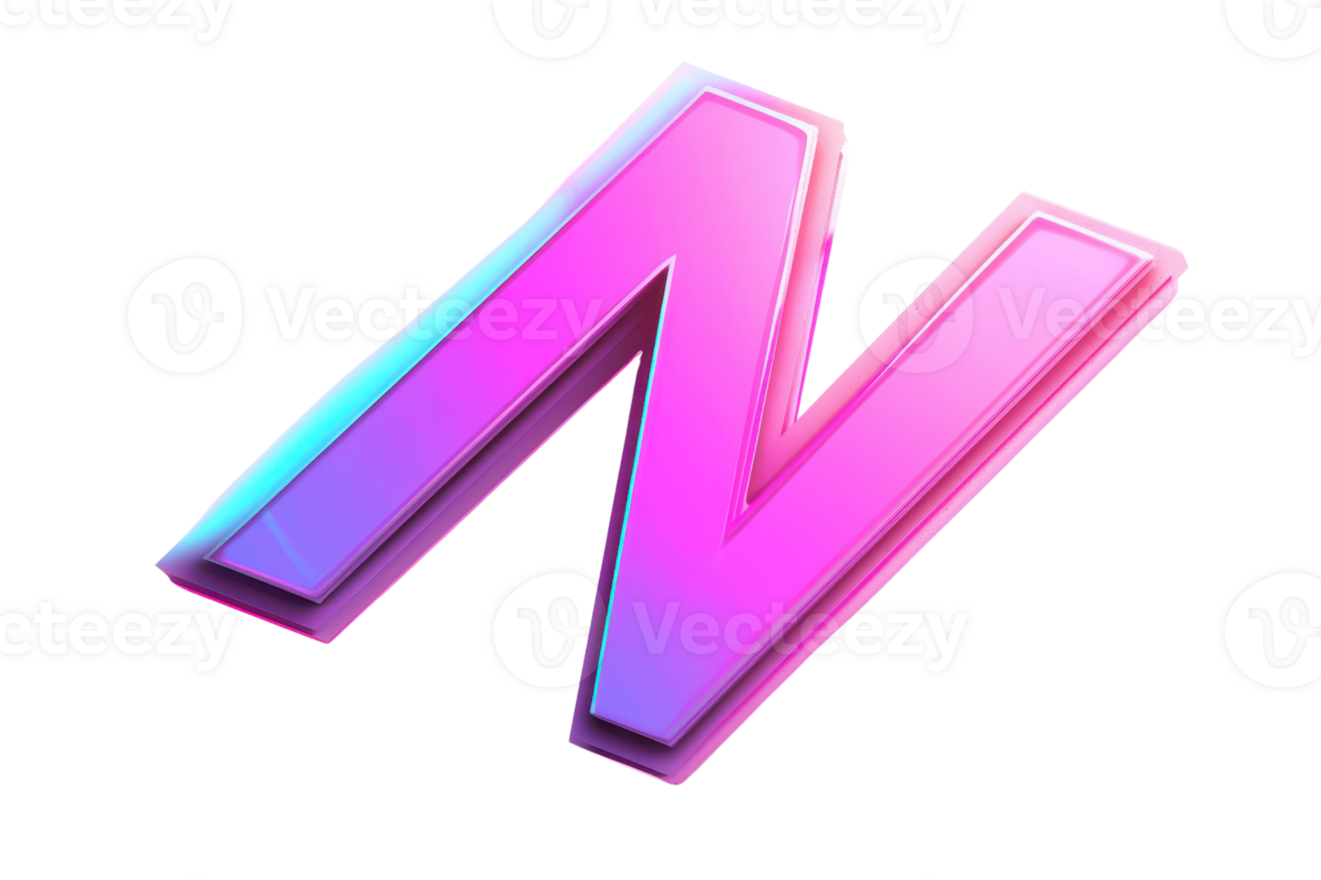 A stylized, three-dimensional letter N featuring vibrant pink and blue gradients. png