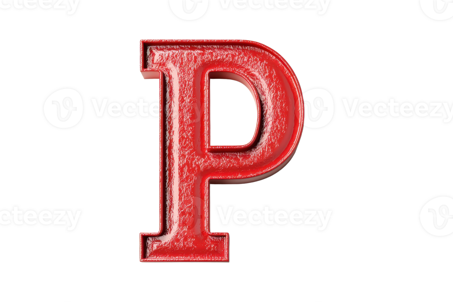 A bold, shiny red letter P with a textured surface. png