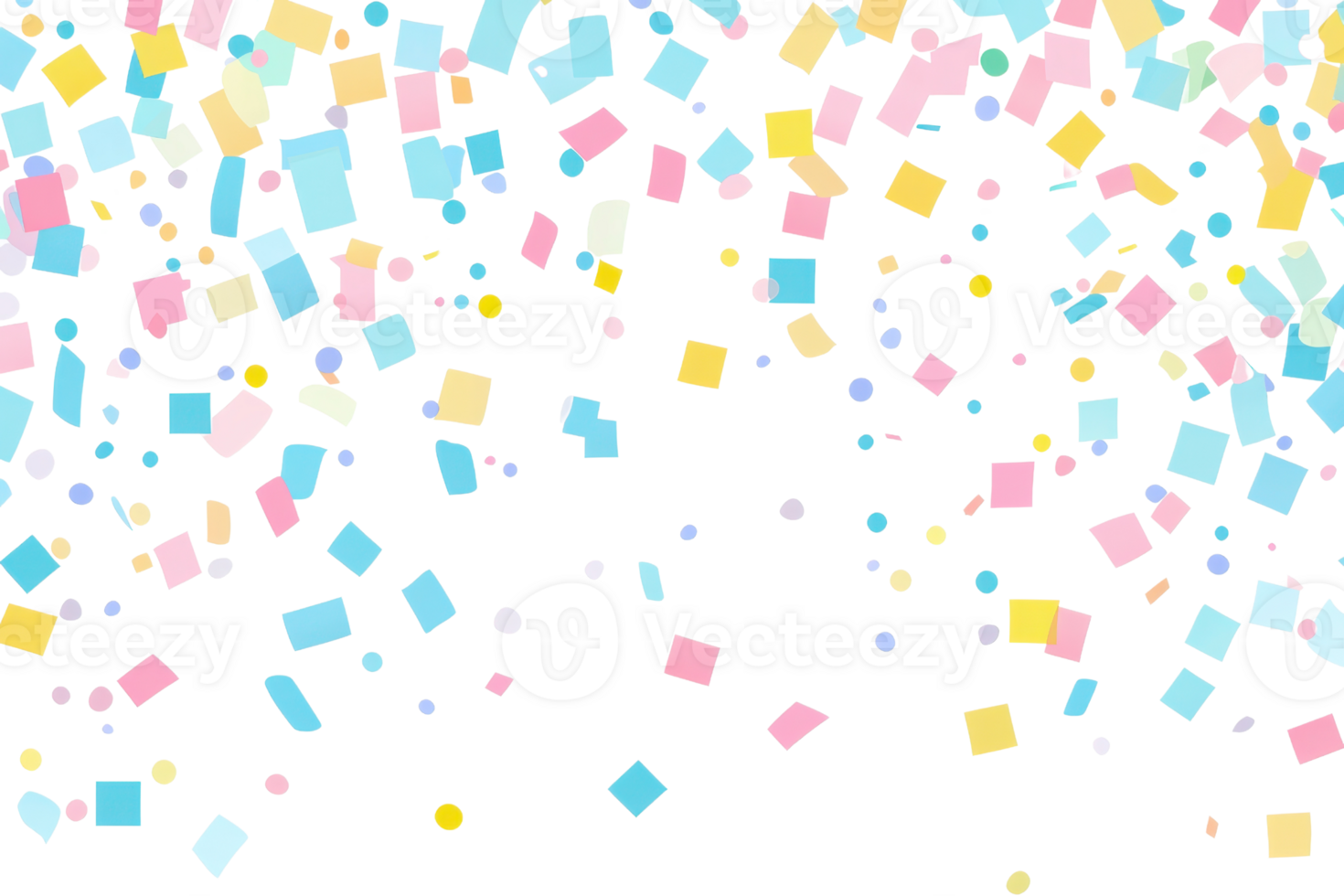 Colorful confetti pieces in various shapes and sizes, creating a festive atmosphere. png
