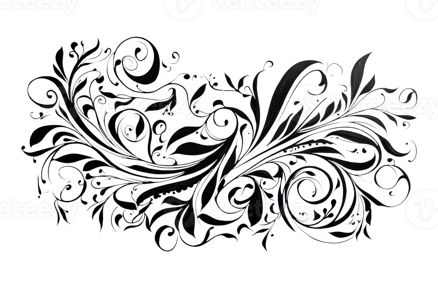 A decorative, intricate pattern featuring swirling floral elements in a dark, elegant design. png