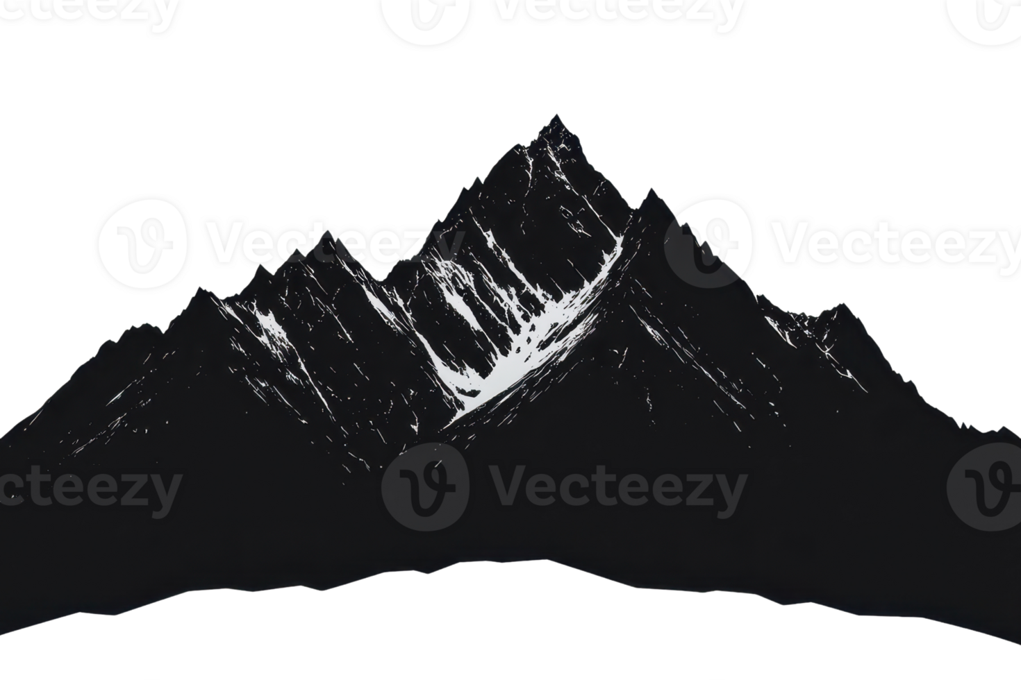 A rugged mountain range with sharp peaks and snow-capped summits. png