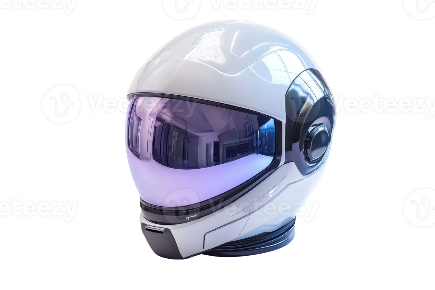 A futuristic helmet featuring a sleek design with a reflective visor and integrated technology elements. png
