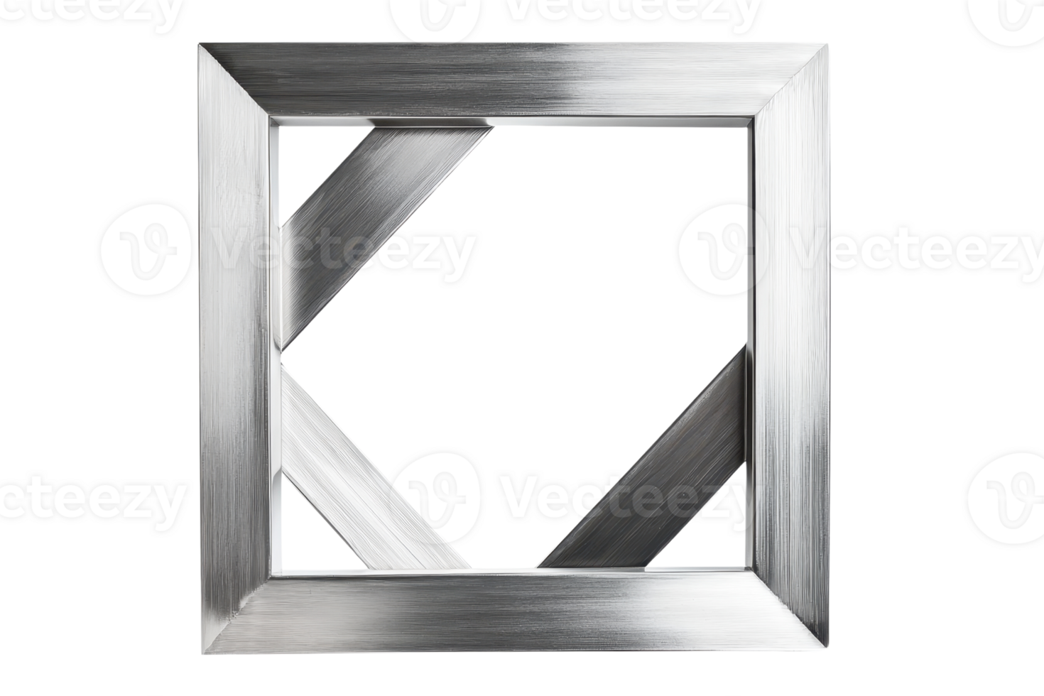 A sleek, modern metal frame with a geometric design, showcasing an open square structure. png