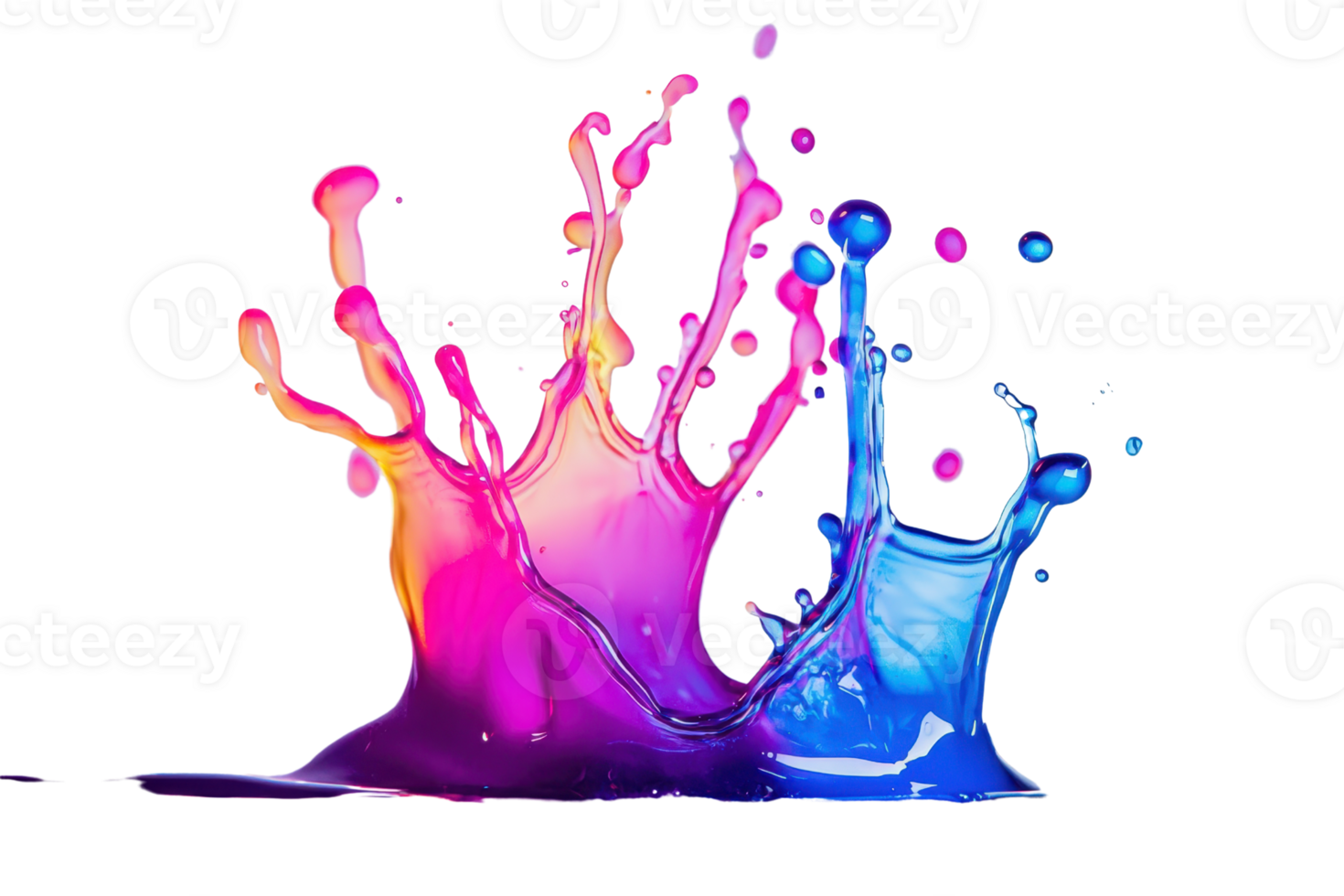 A vibrant splash of colorful liquid creates a dynamic and artistic visual effect. png