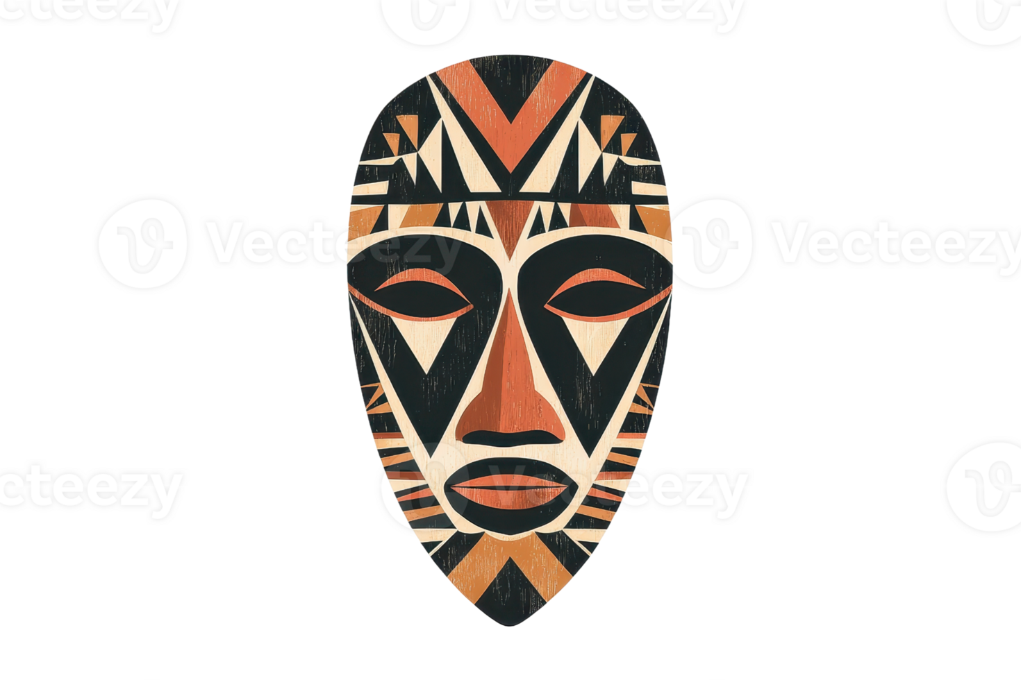 A decorative mask featuring geometric patterns and bold colors, showcasing artistic craftsmanship and cultural significance. png