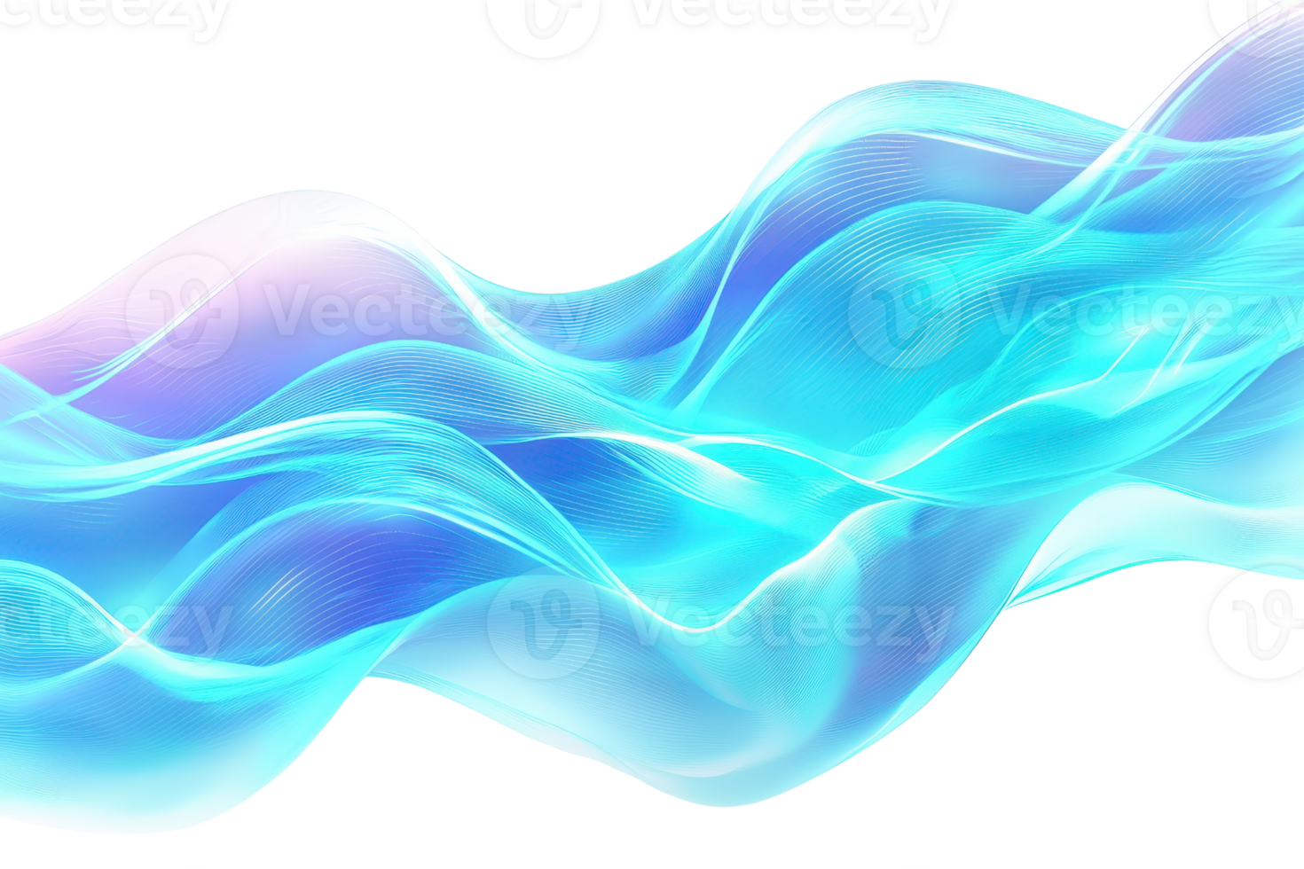 A flowing wave of translucent blue and purple hues against a transparent background, creating a sense of motion and abstract beauty. png