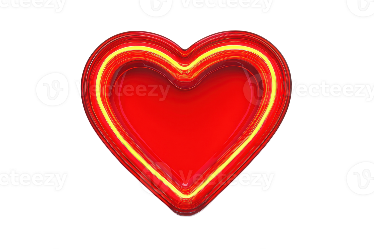A vibrant red heart shape with glowing edges, symbolizing love and affection. png