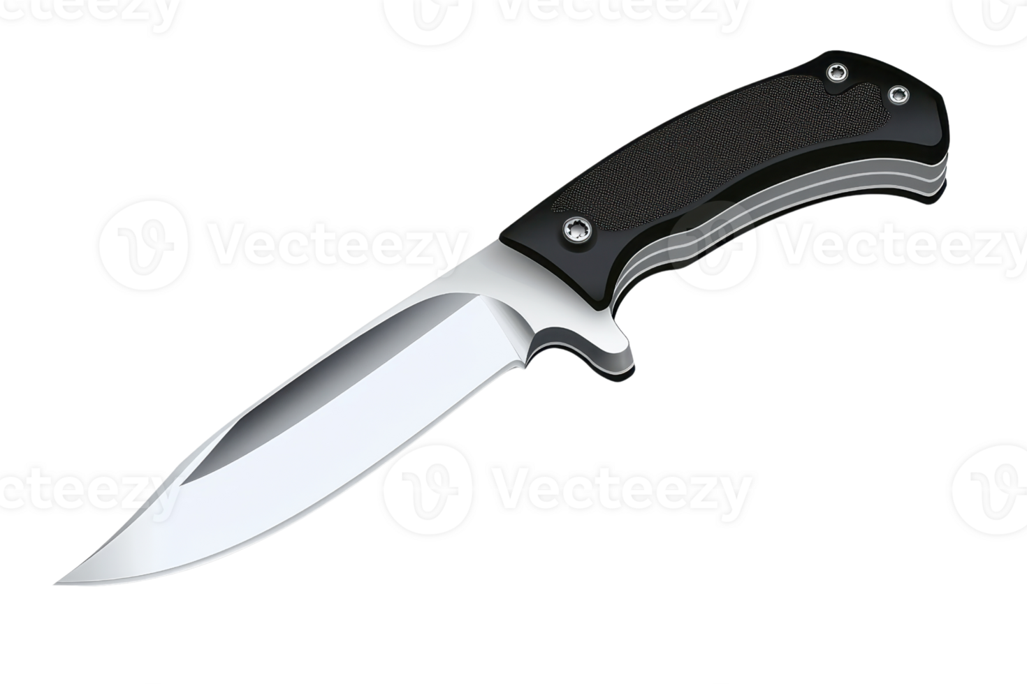 A sleek, modern knife with a shiny blade and a textured black handle, designed for precision and utility. png
