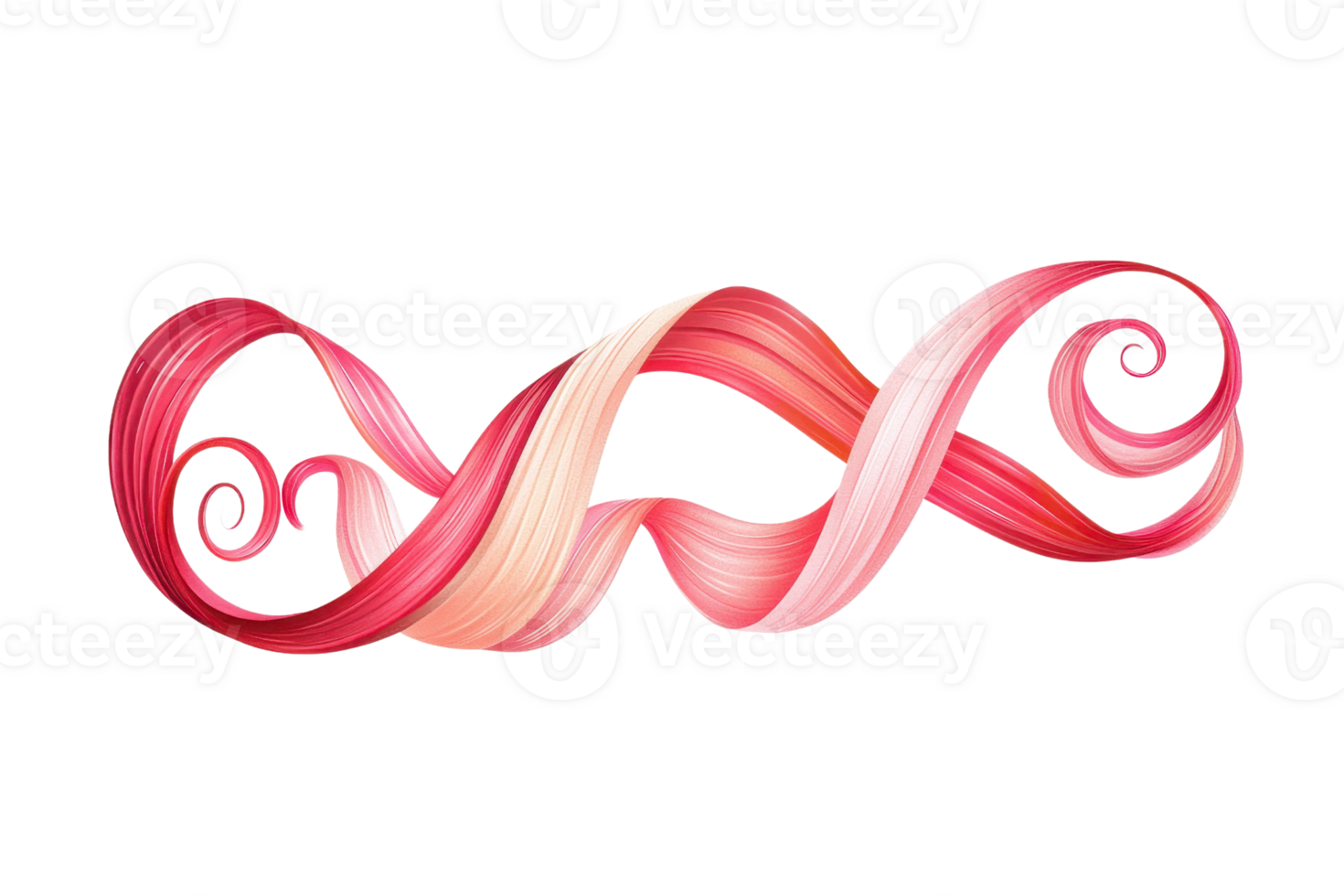 A vibrant, swirling ribbon in shades of pink and red, showcasing elegant curves and smooth transitions. png