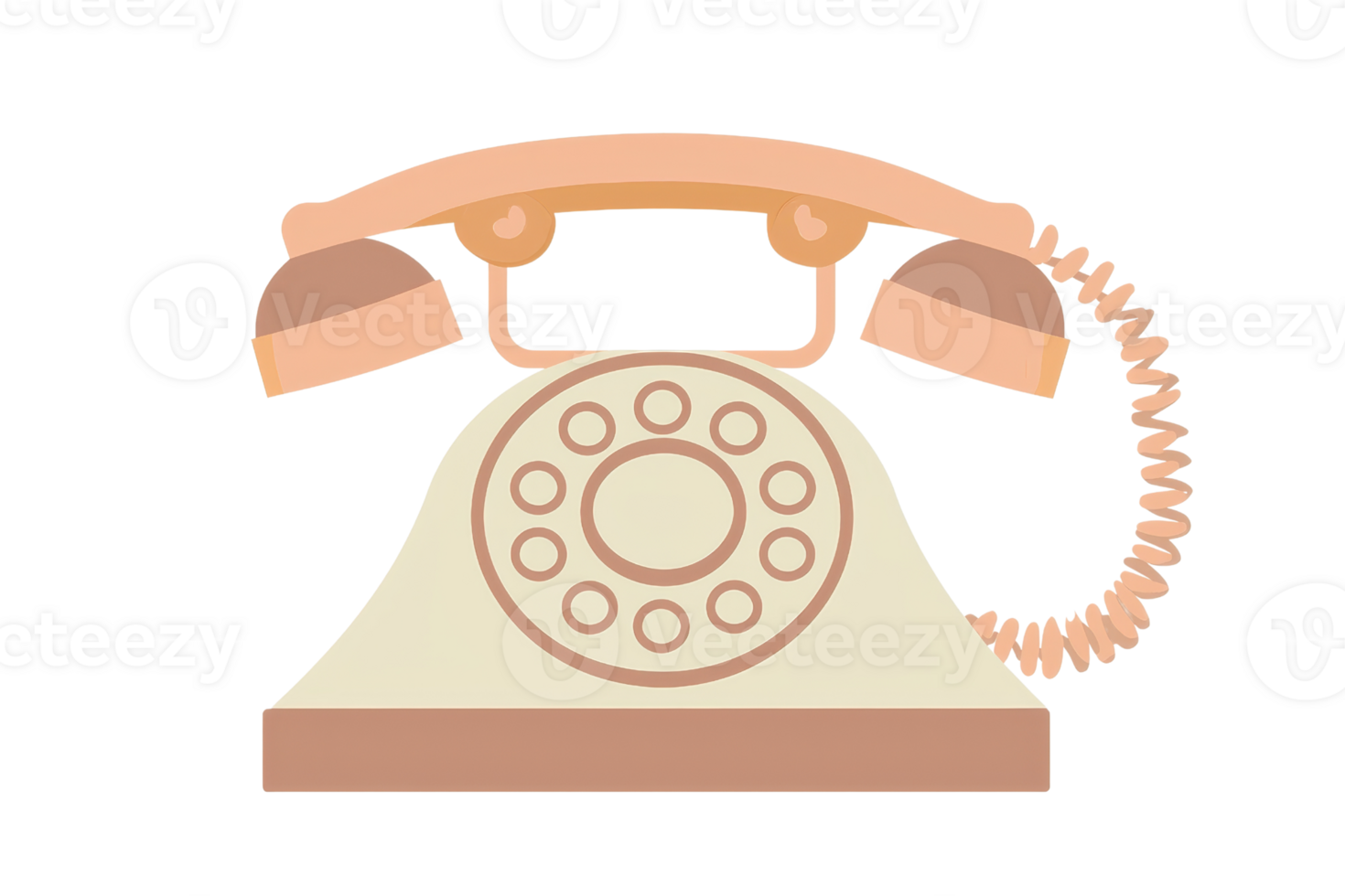 A vintage rotary telephone with a classic design featuring a distinct dial and curly cord. png