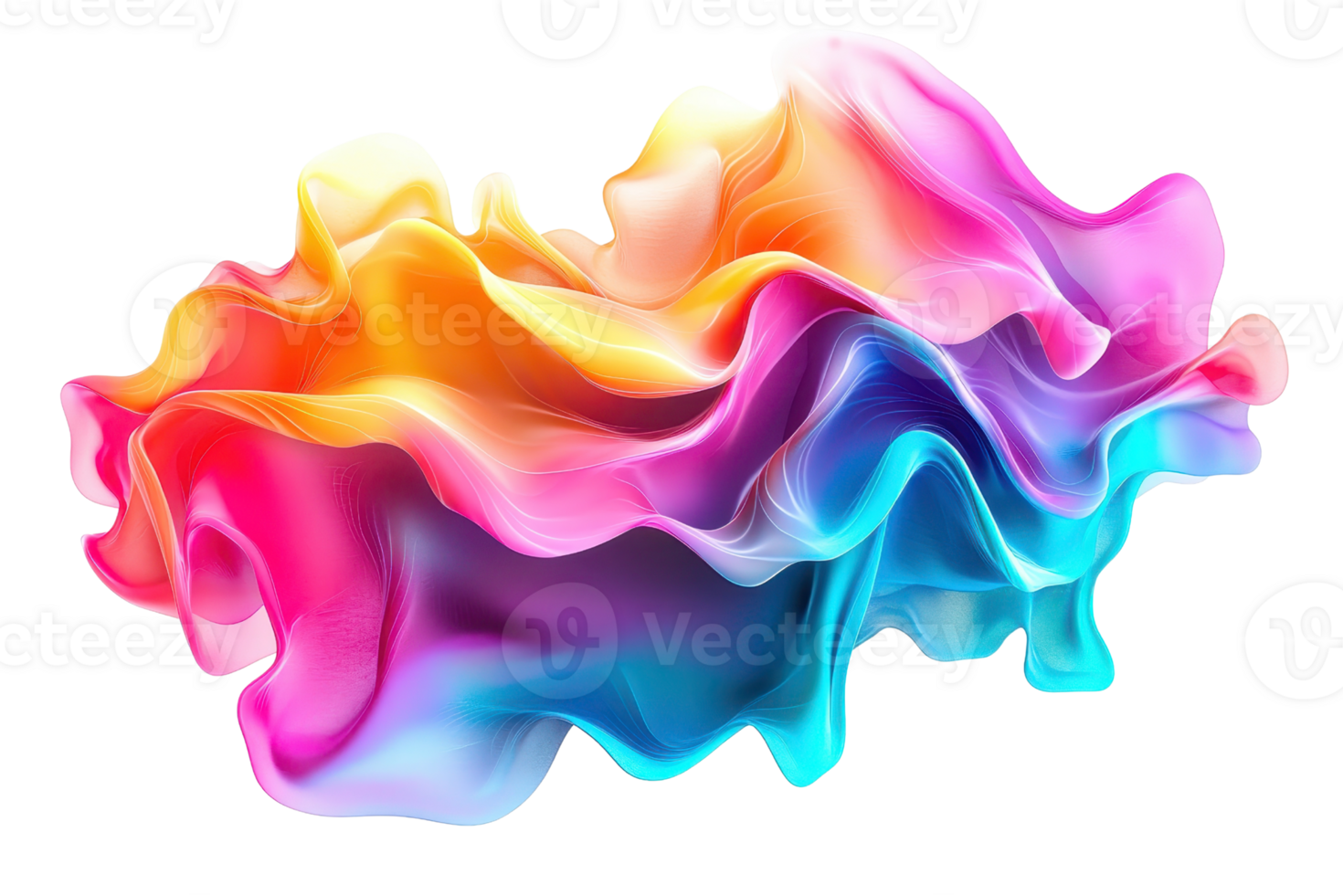 A vibrant, flowing shape with swirling colors of pink, blue, and orange, resembling a soft wave or fabric. png