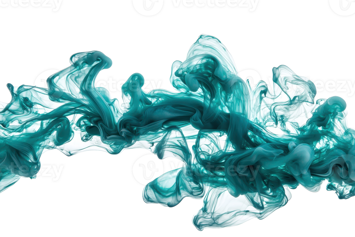 Swirling teal ink creates fluid, dynamic shapes, resembling a vibrant wave in motion. png