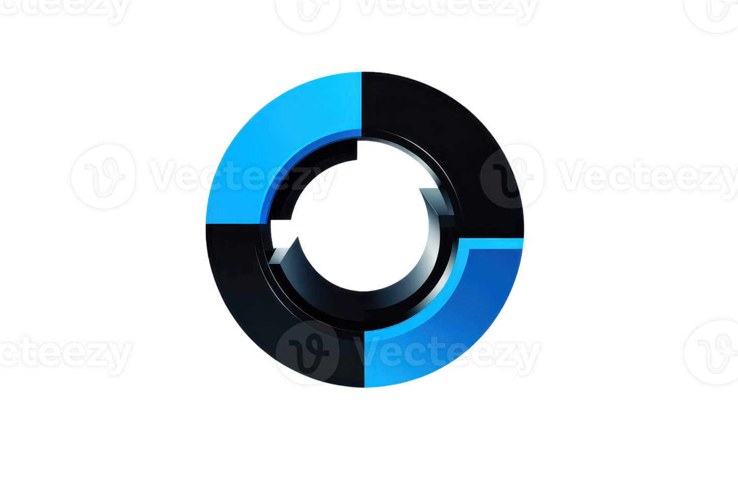 A circular logo design featuring blue and black sections, highlighting a modern and sleek aesthetic. png