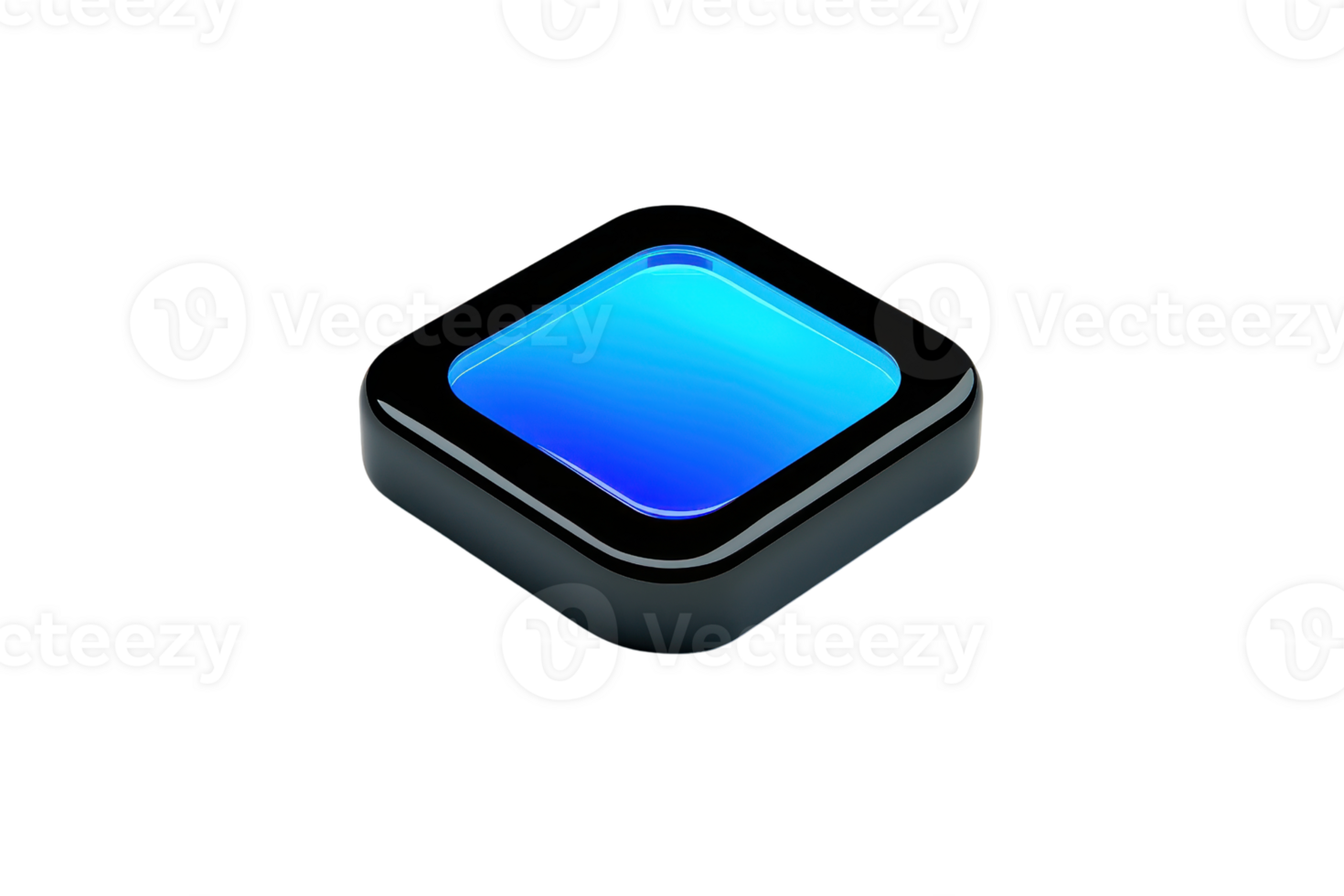 A sleek, blue-lit button showcasing a modern design and glossy finish. png
