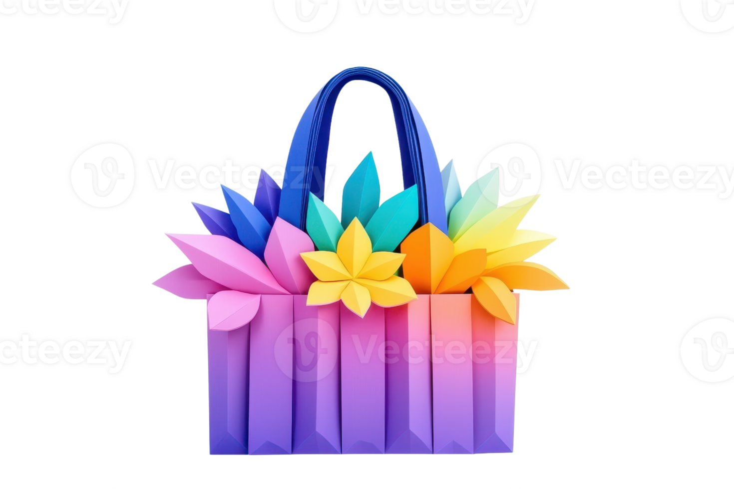 A colorful bag adorned with vibrant floral elements, showcasing a creative design and a blend of lively hues. png