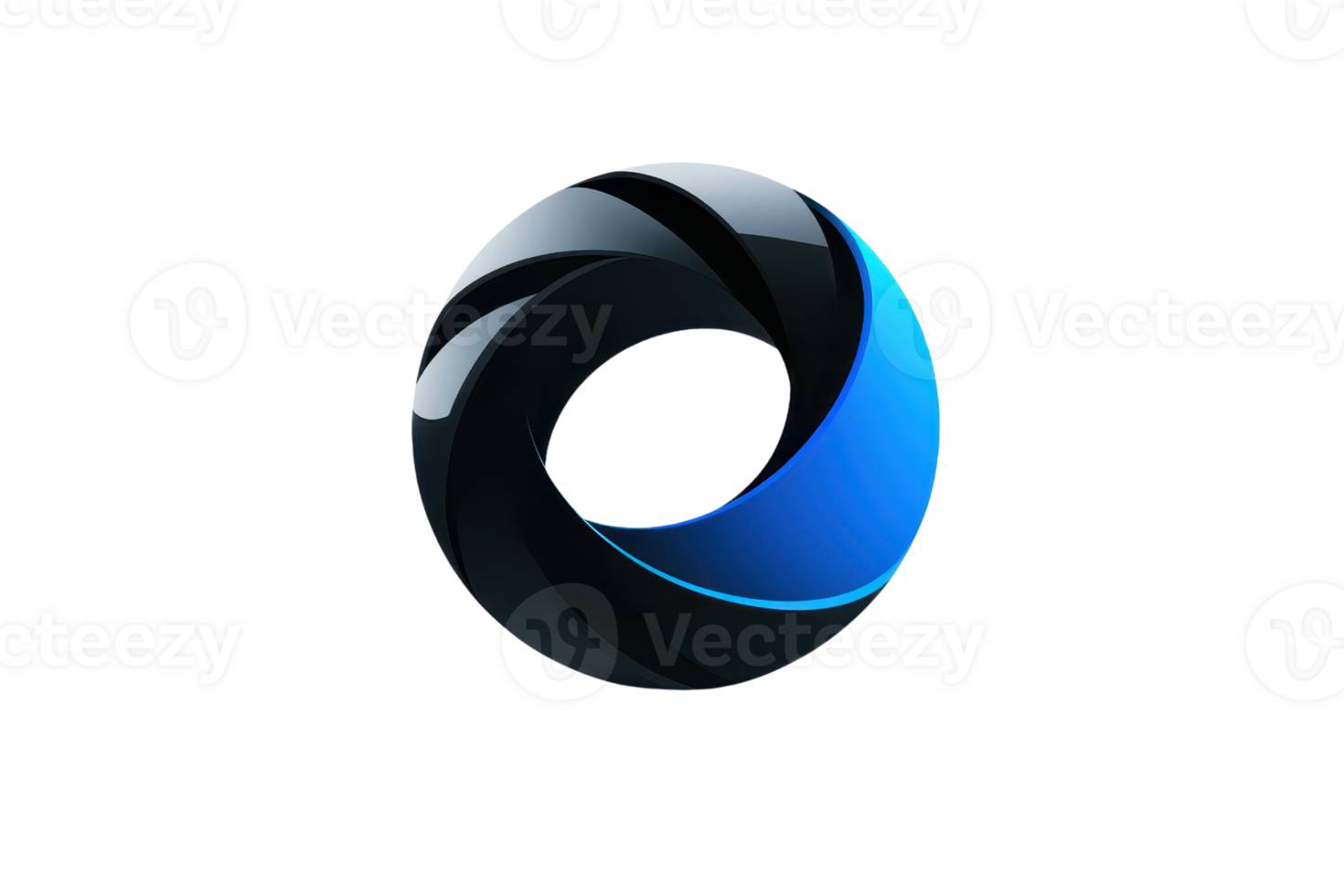 A sleek, circular logo featuring a dynamic design with shades of blue and black, symbolizing innovation and modernity. png