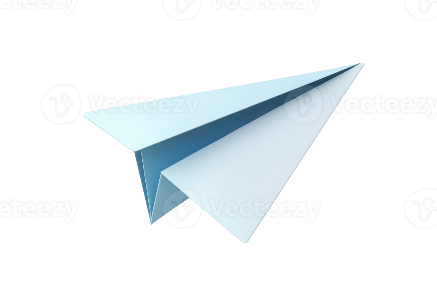 A sleek, blue paper airplane, elegantly crafted, suggesting movement and flight. png