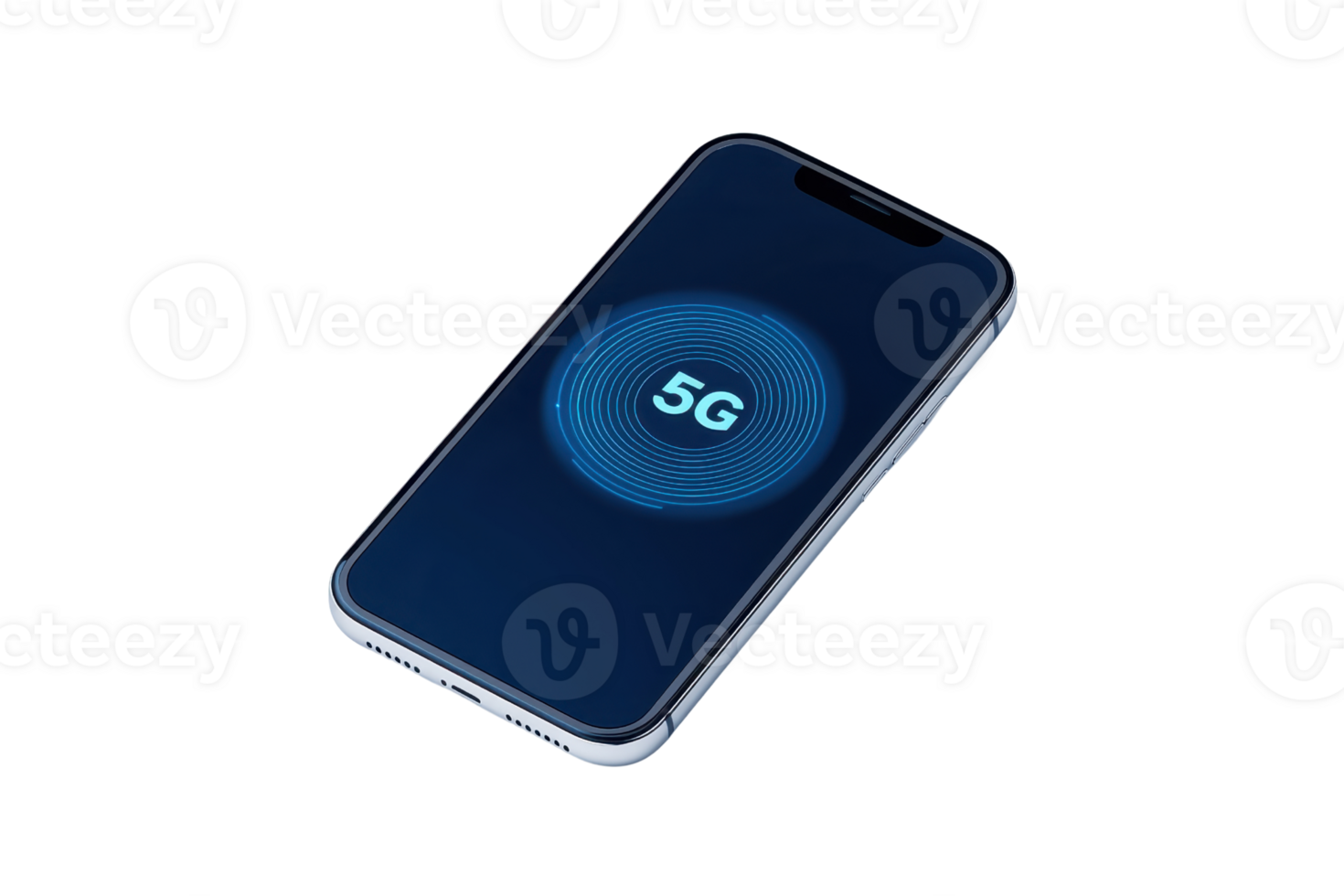 A smartphone displaying a 5G signal icon on its screen. png