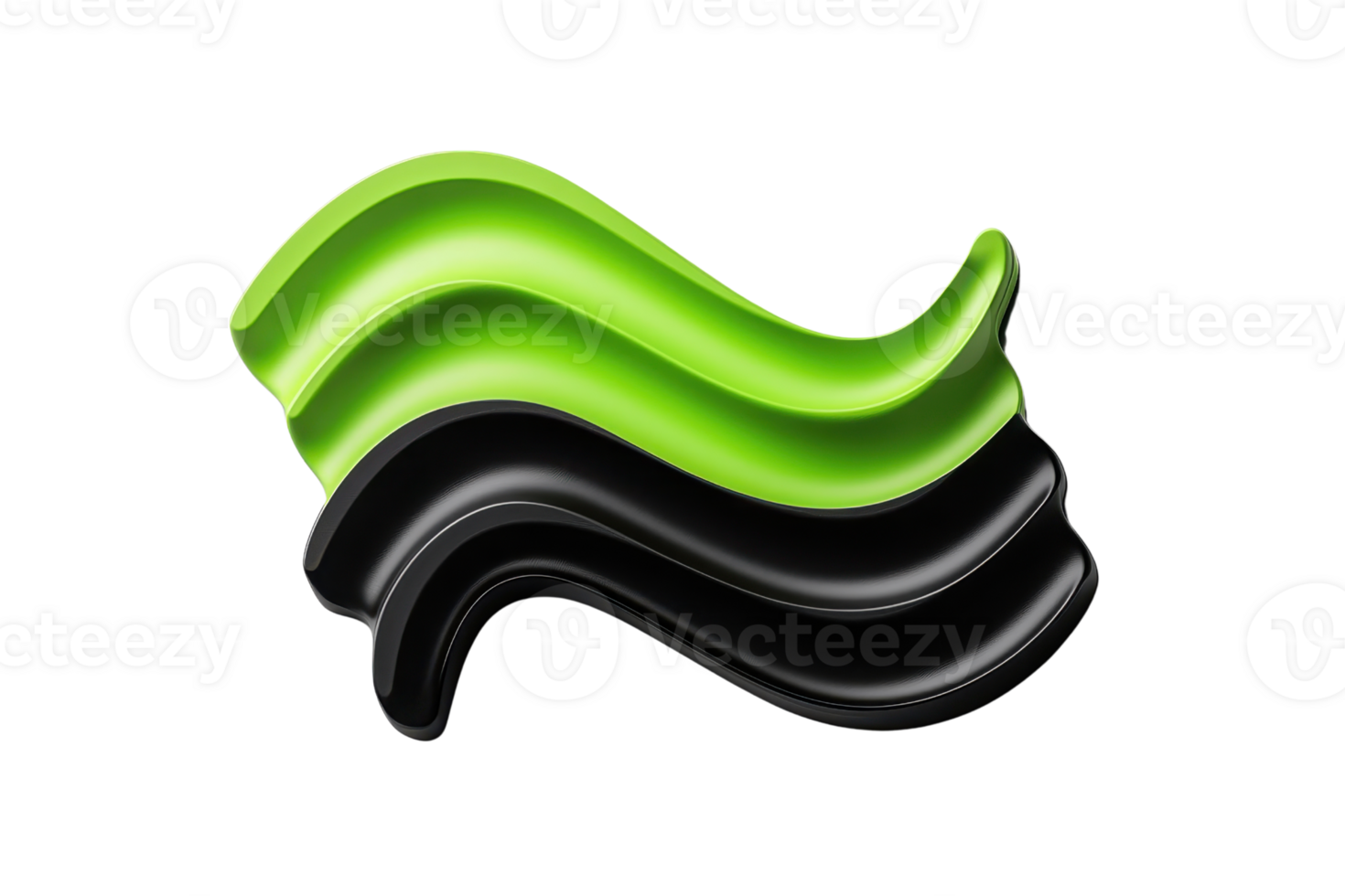 A wavy design featuring layered green and black shapes, emphasizing a modern and dynamic aesthetic. png