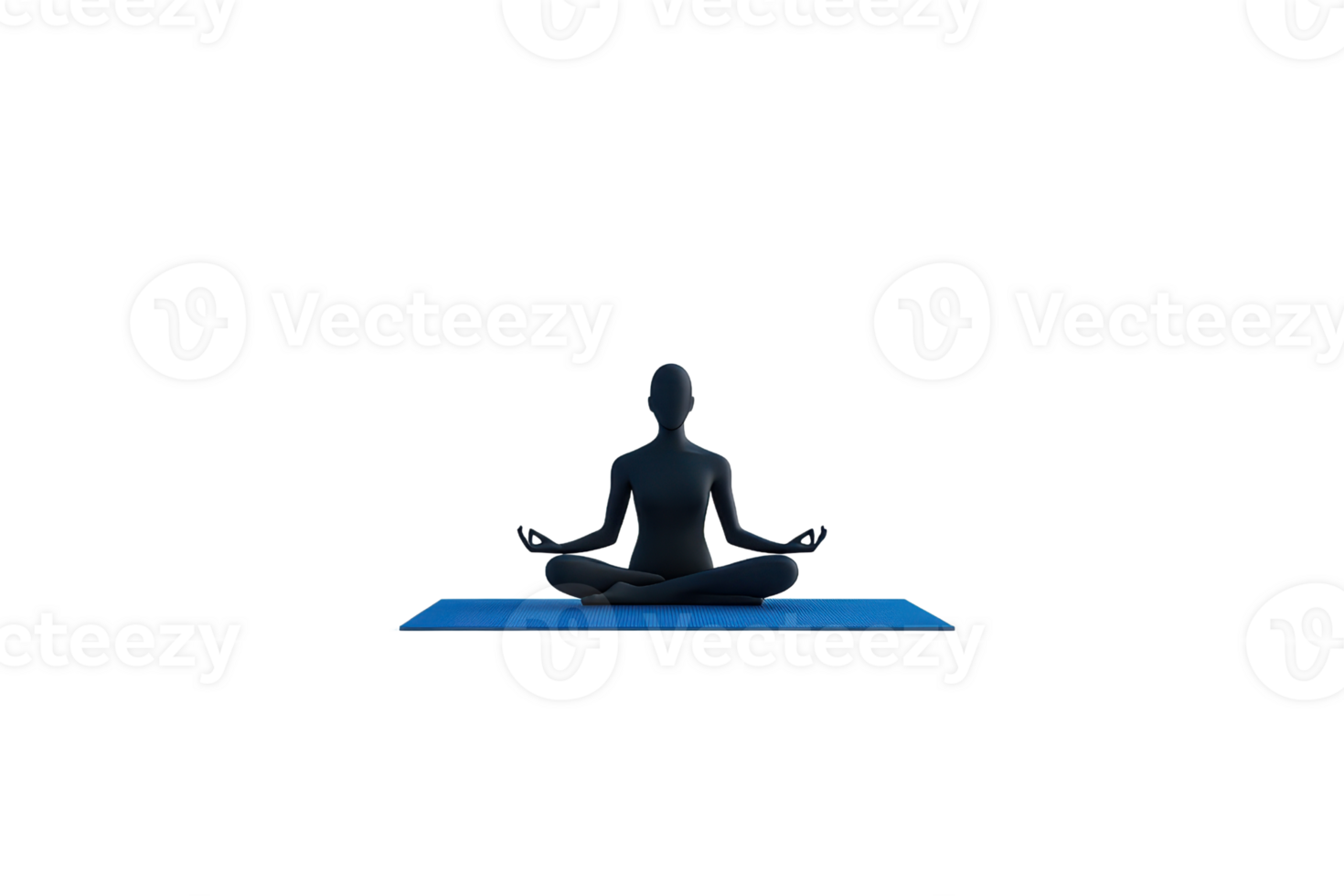 A meditative figure seated in a cross-legged position on a blue mat, embodying tranquility and mindfulness. png