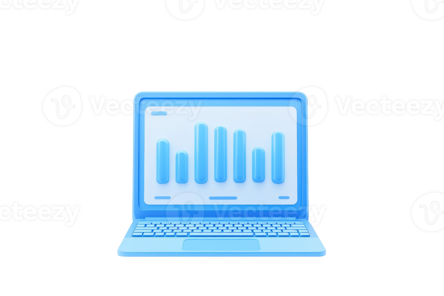 A modern laptop displaying a bar graph, symbolizing data analysis and digital technology. png