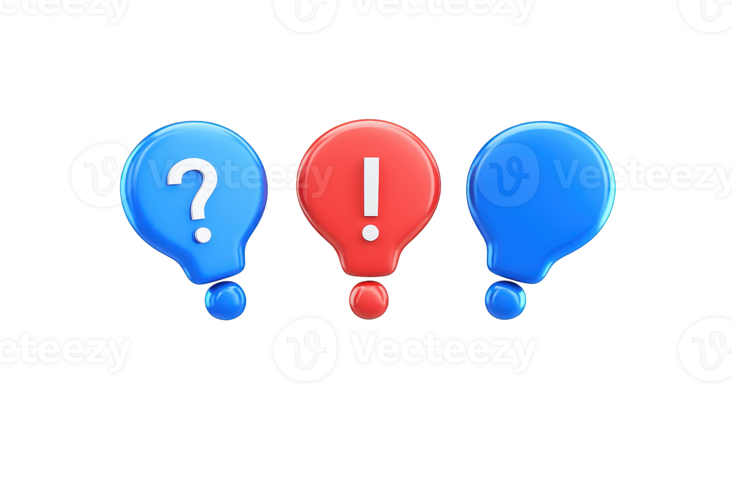 Colorful speech bubbles featuring a question mark, exclamation mark, and ampersand symbol, conveying inquiry and emphasis. png