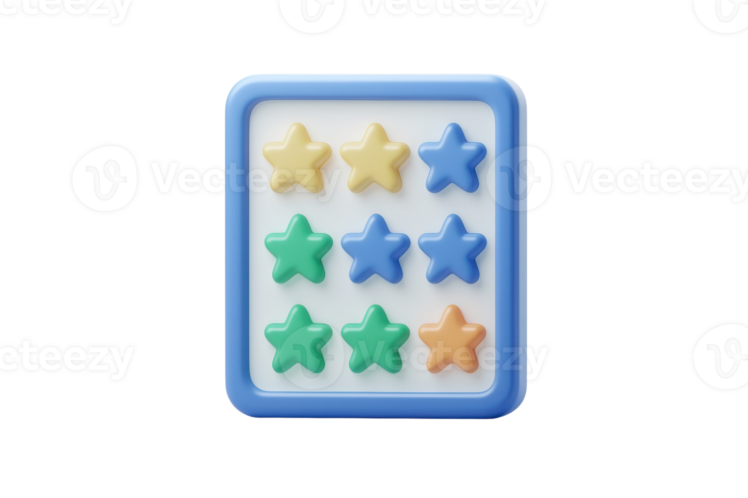 A colorful array of star-shaped buttons arranged in a grid pattern on a ...