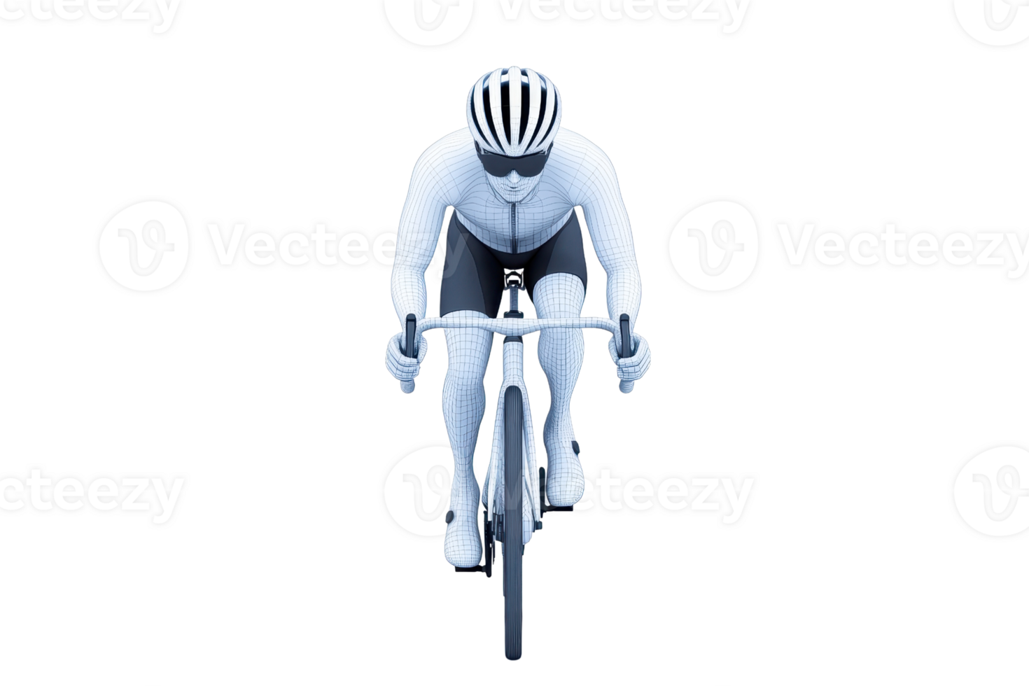 A cyclist in a racing pose, wearing a helmet and fitted attire, is riding a sleek bike, showcasing speed and athleticism. png