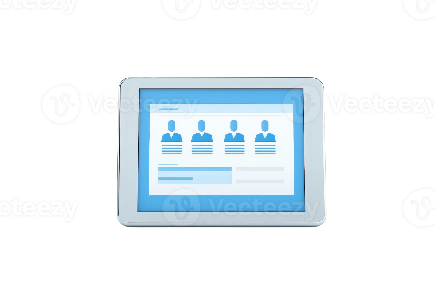 A digital display featuring user profiles with icons and progress bars. png