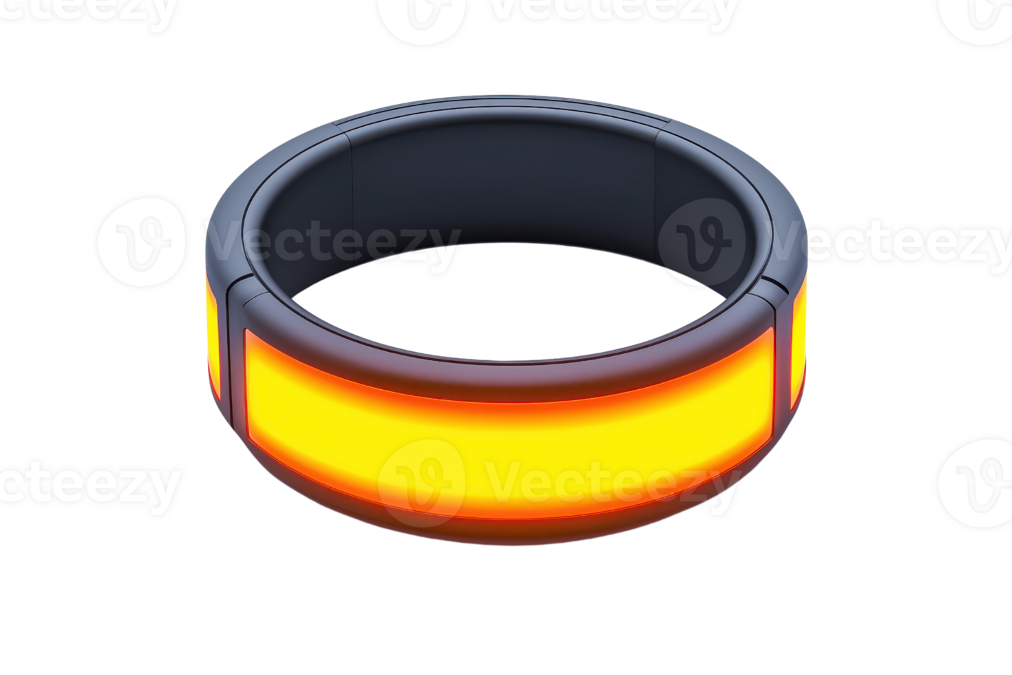 A sleek, modern ring featuring a glowing orange band, designed with a streamlined aesthetic for a futuristic look. png