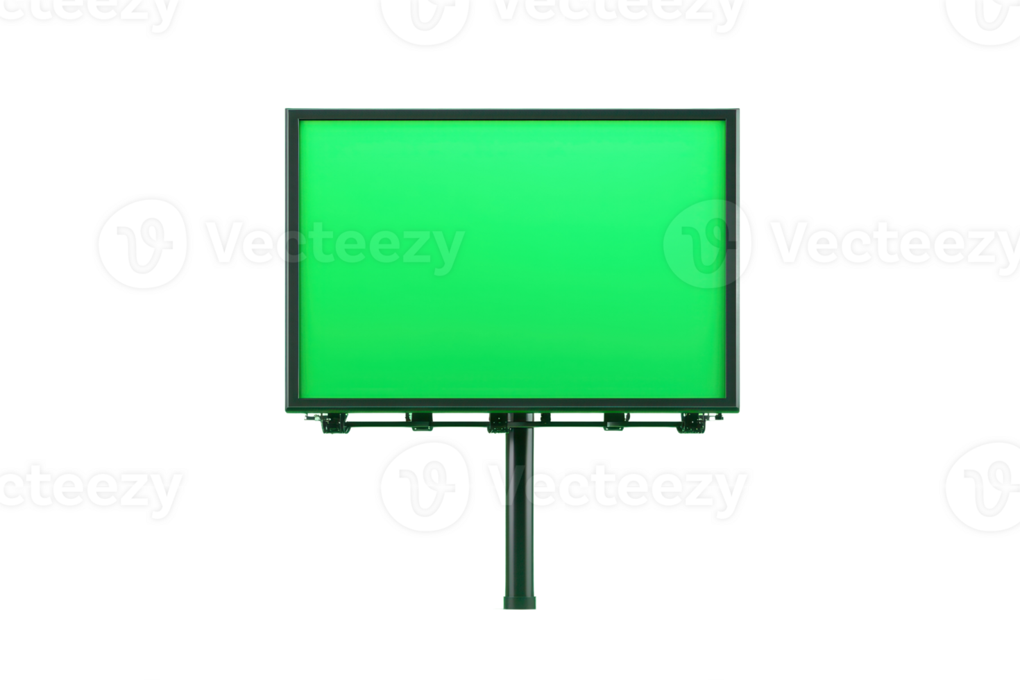 A green billboard structure with a sturdy stand, designed for displaying advertisements or promotional content. png