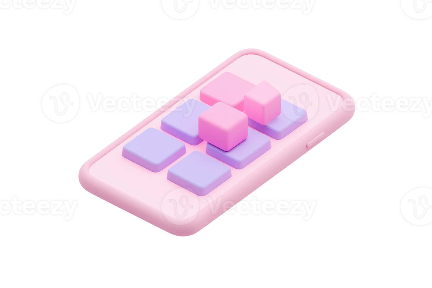 A stylized arrangement of colorful geometric blocks on a soft, rounded platform, showcasing a playful design. png