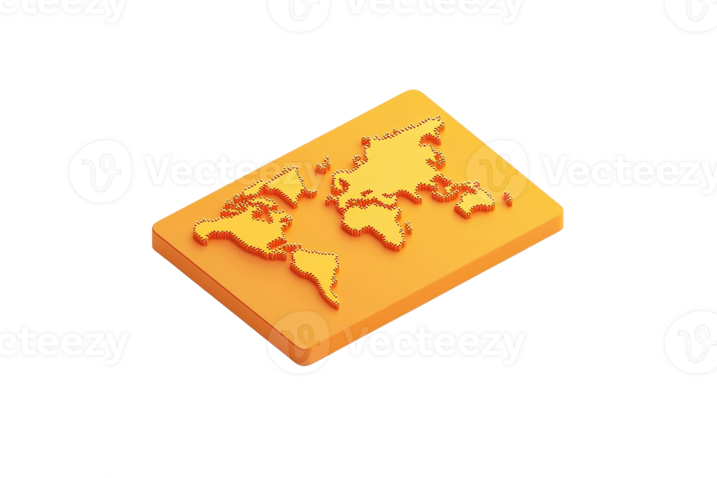 An orange relief map featuring continents and countries in a three-dimensional design. png