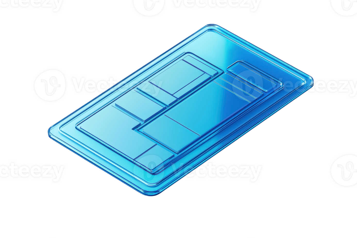 A sleek, modern blue card with geometric patterns and a glossy finish. png