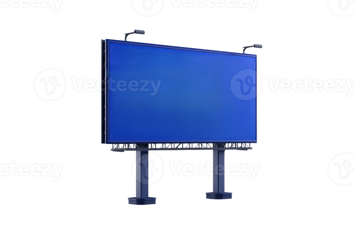 A large blue billboard with a sturdy frame, designed for advertisements or messages. png