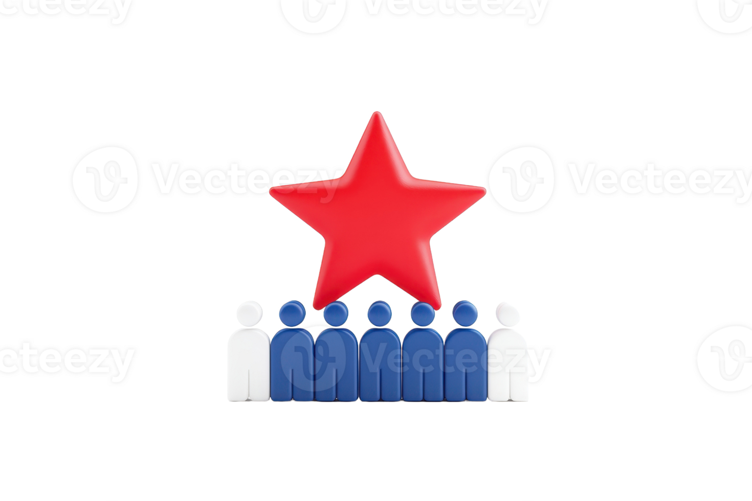 A red star is positioned above a group of stylized human figures, symbolizing unity and collective identity. png