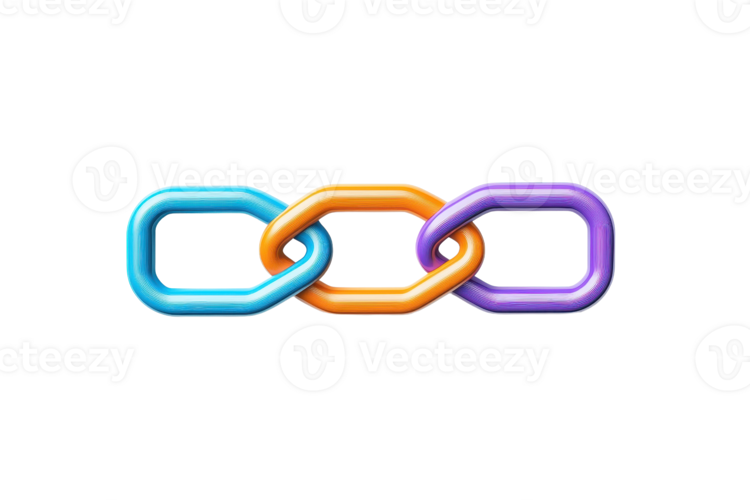 A colorful chain with interlinked links in blue, orange, and purple hues, symbolizing connection and unity. png