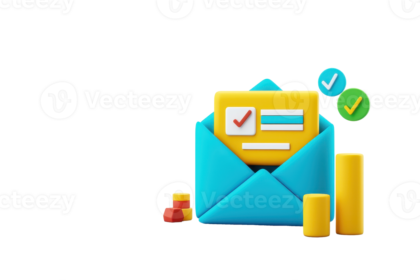 A colorful envelope with check marks and a form, symbolizing email communication and task completion. png