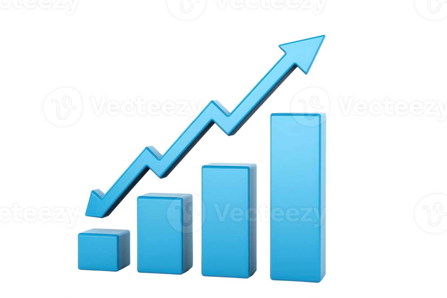 A blue bar graph with an upward trend indicates growth and progress in data representation. png