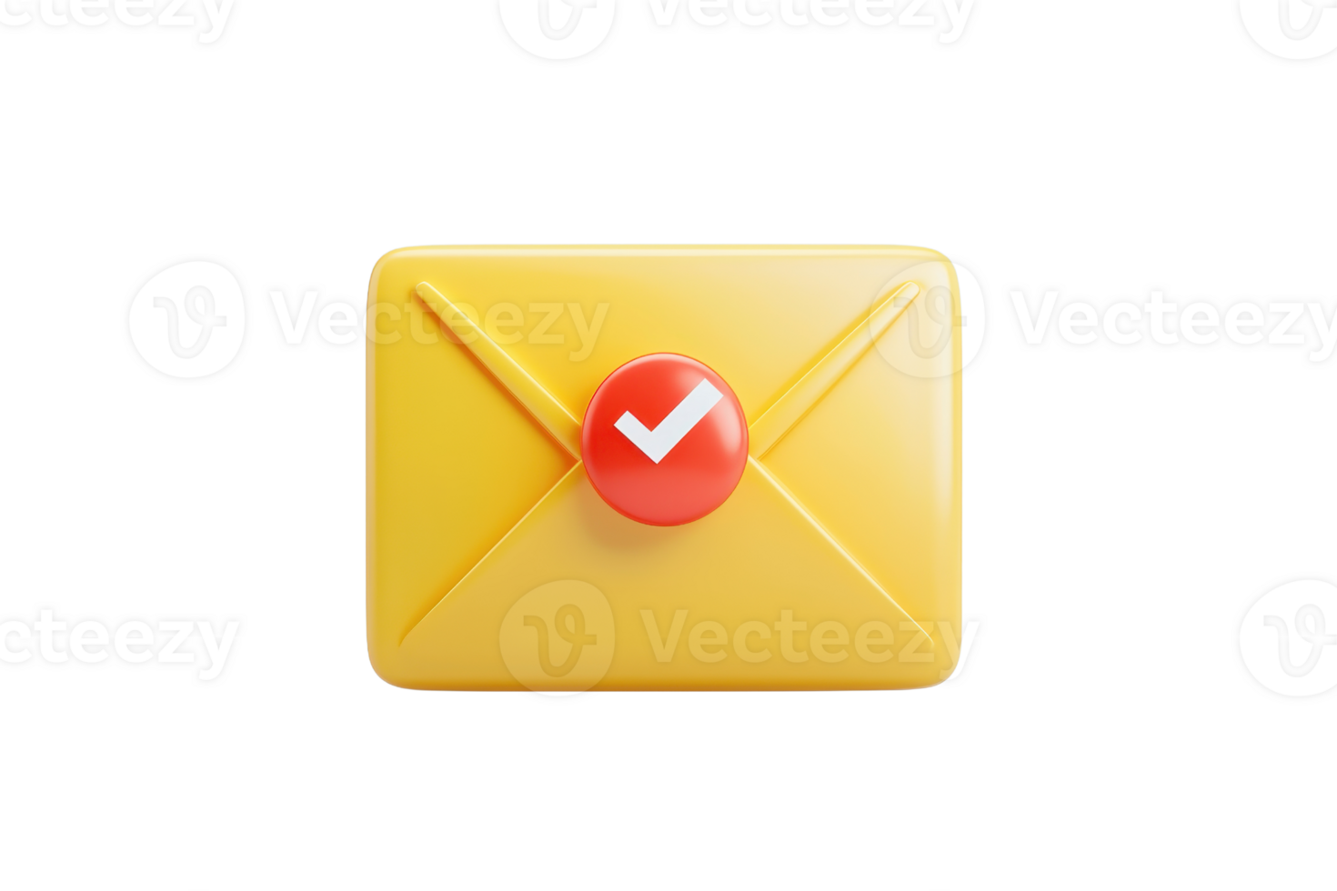 A yellow envelope with a red checkmark button on it. png