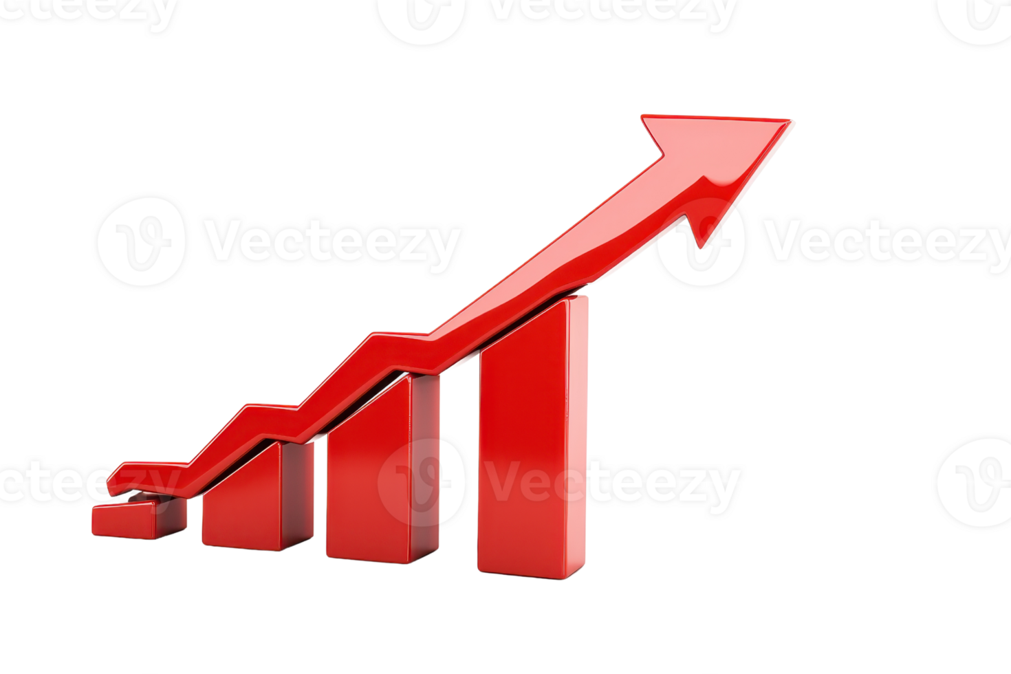 A red arrow graphically represents upward growth with ascending bars, symbolizing progress and success. png