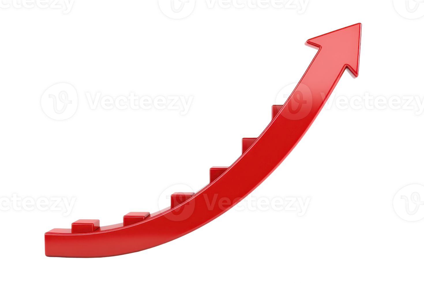 A red arrow represents upward movement, indicating growth or progress along a curved path with steps. png