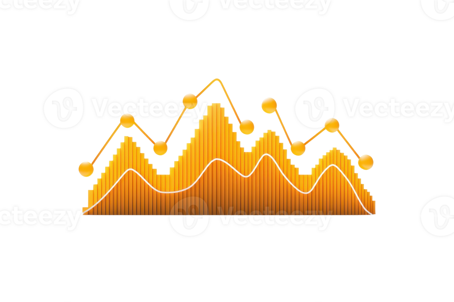 A vibrant audio waveform graphic displaying peaks and valleys in shades of orange, indicating audio levels and frequency variations. png